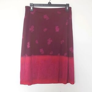 Express Maroon & Pink Knee Skirt SIZE M